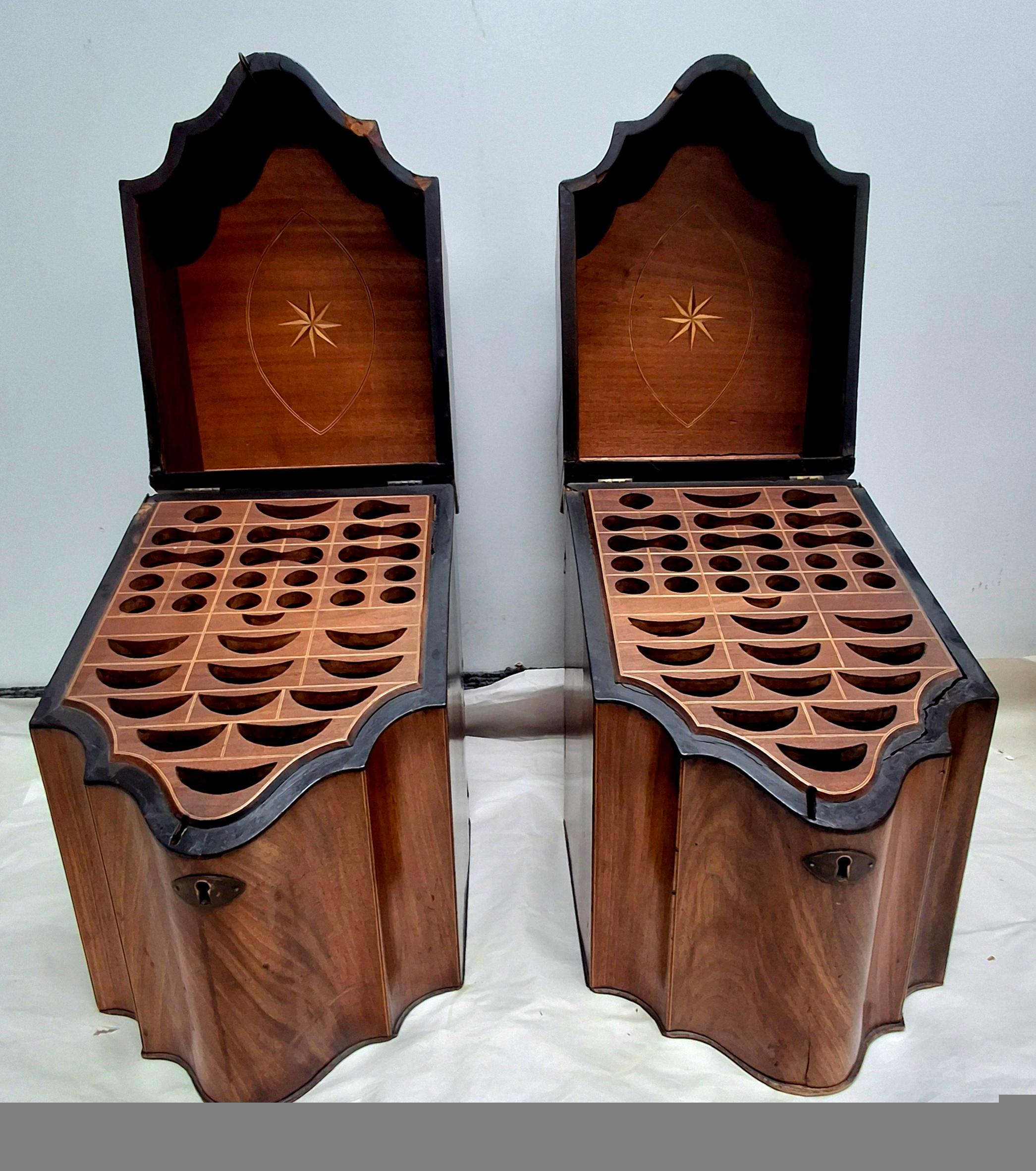 Coppia di scatole per coltelli in mogano stile Giorgio III del XIX secolo in vendita 6