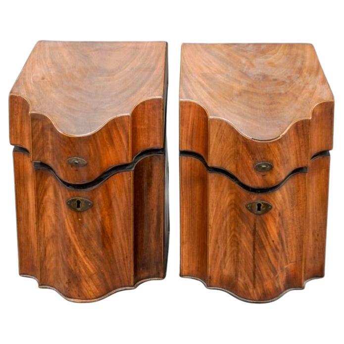 Americano Coppia di scatole per coltelli in mogano stile Giorgio III del XIX secolo in vendita