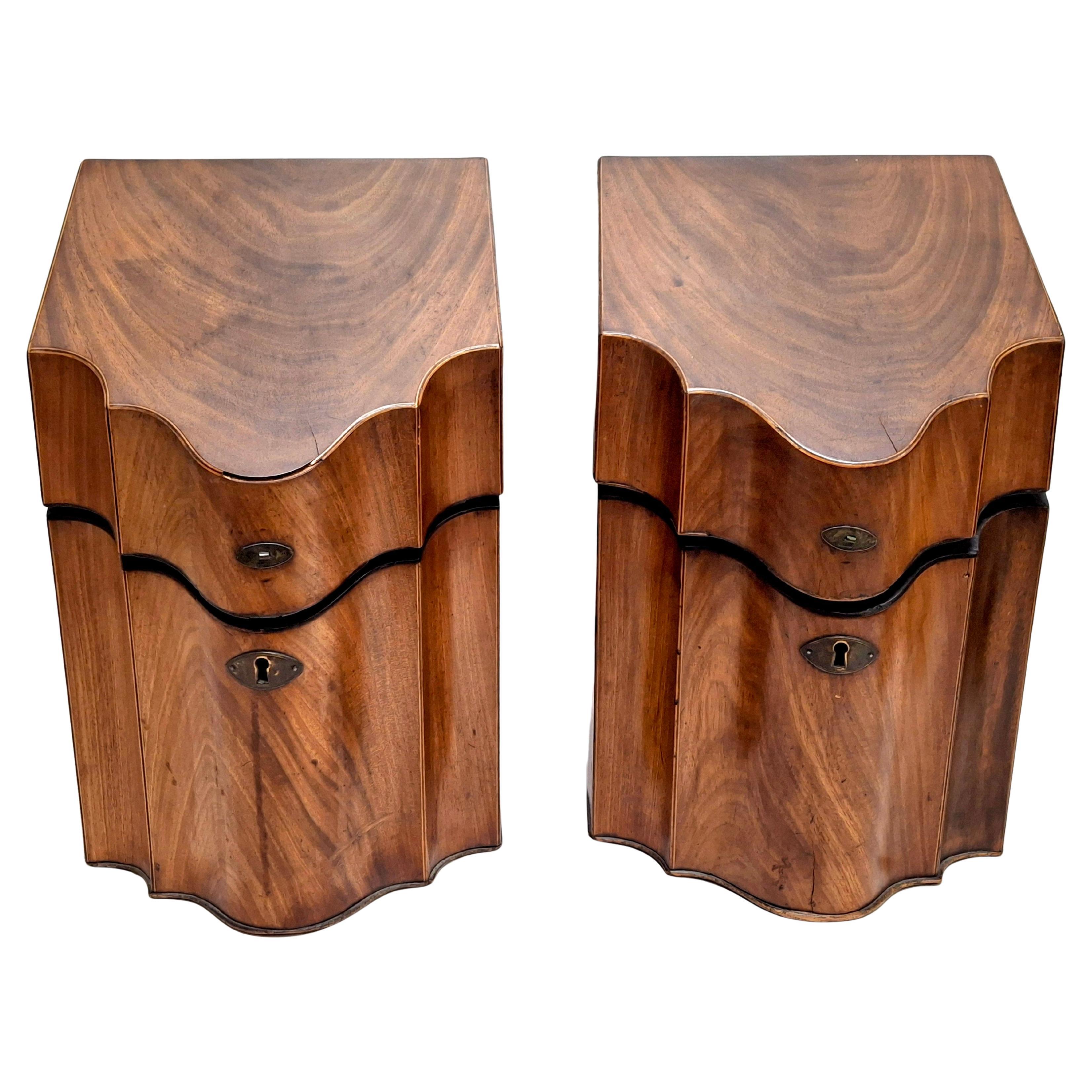 Pair 19th Century George III Style Mahogany Knife Boxes