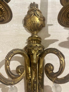 Pair 19th Century Gilt Bronze Neoclassical Sconces