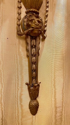 Pair 19th Century Gilt Bronze Sconces in English Georgian Style