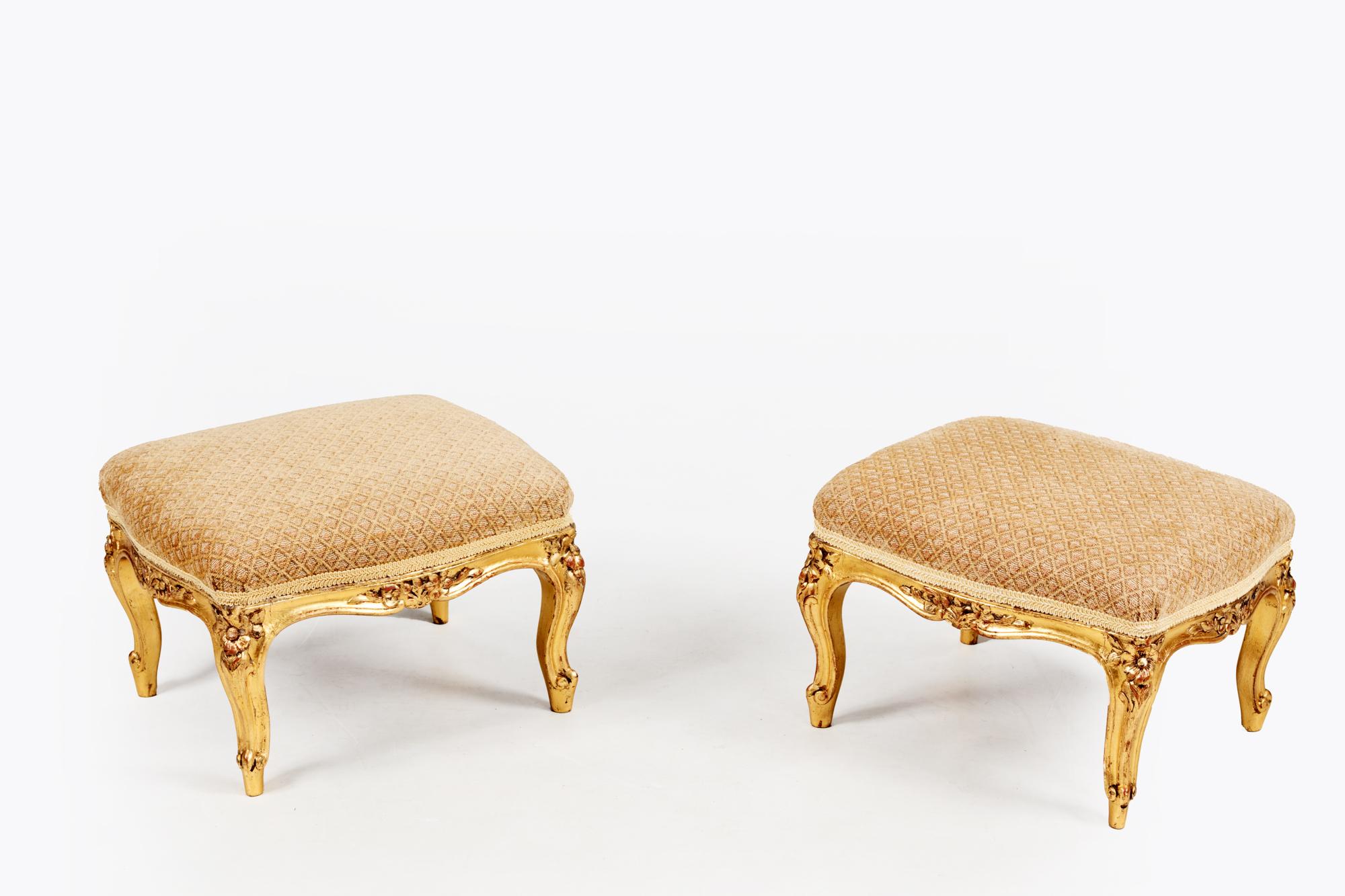 Pair 19th Century Gilt Stools In Excellent Condition In Dublin 8, IE