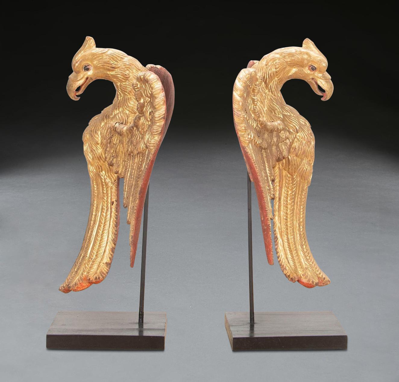 Country Pair 19th Century Giltwood Eagles For Sale