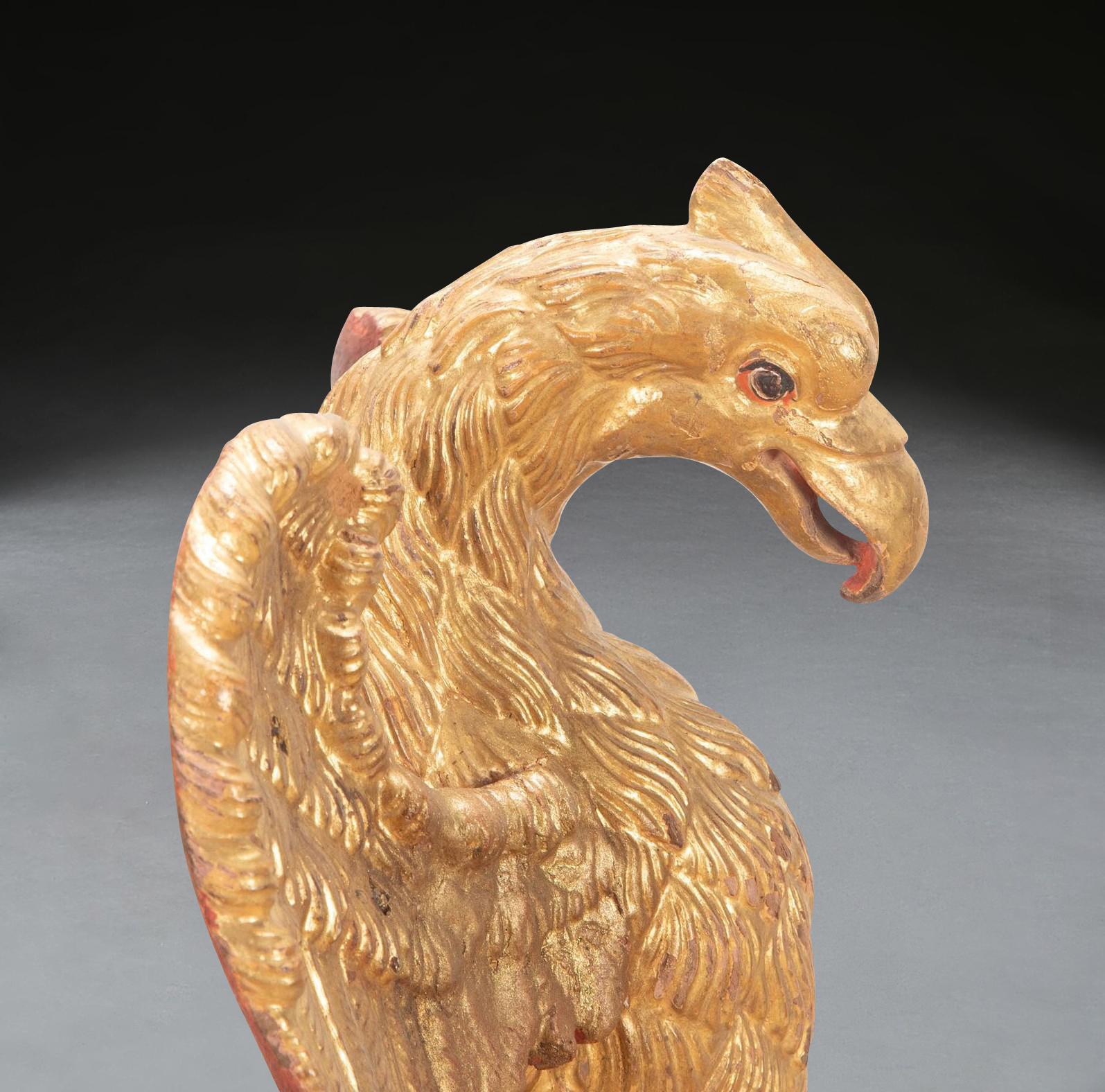 Mid-19th Century Pair 19th Century Giltwood Eagles For Sale