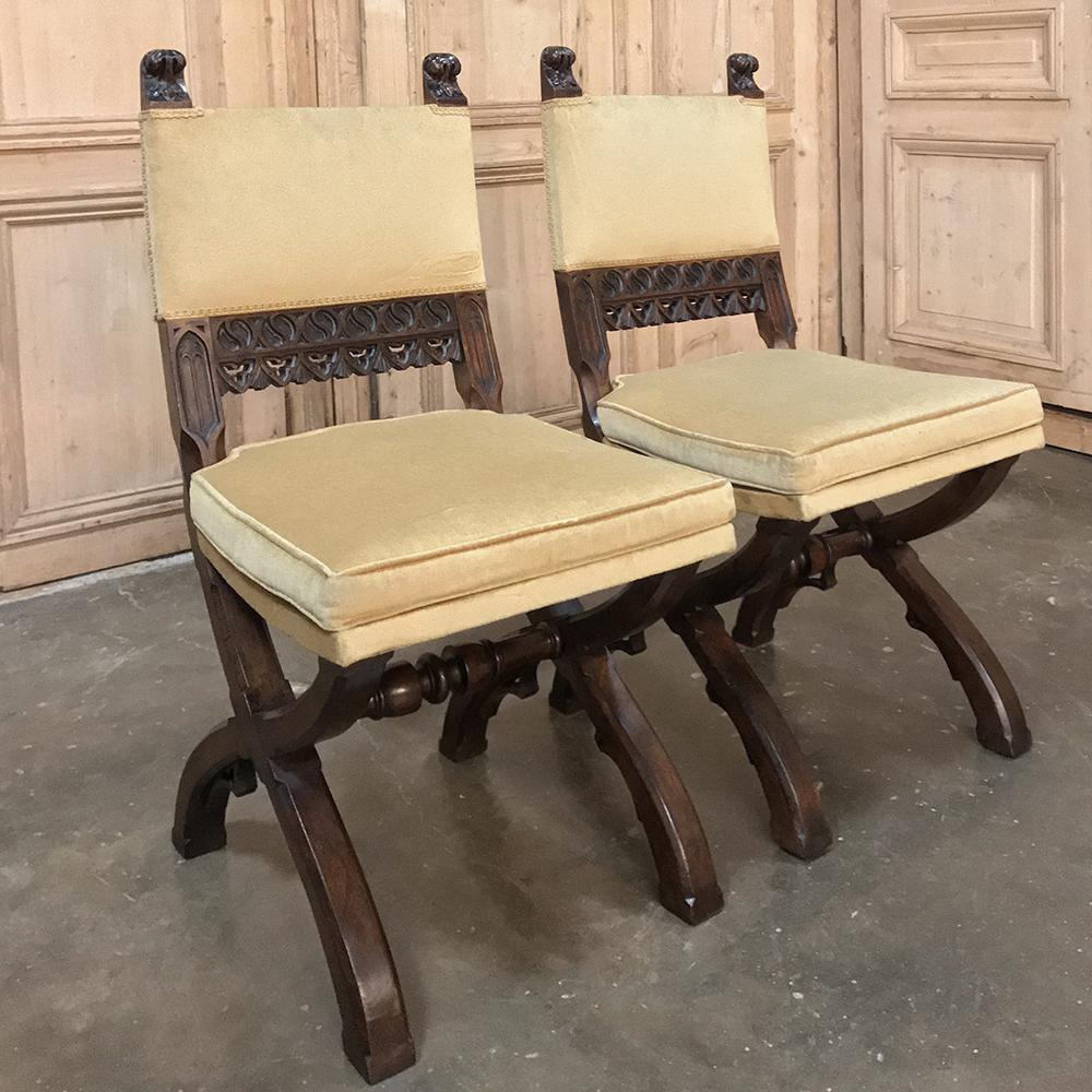 French Pair of 19th Century Gothic Chairs