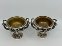 Pair 19th Century Grand Tour Neo Classical Silver Plated Warwick & Albani Urns