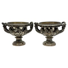 Pair 19th Century Grand Tour Neo Classical Silver Plated Warwick & Albani Urns
