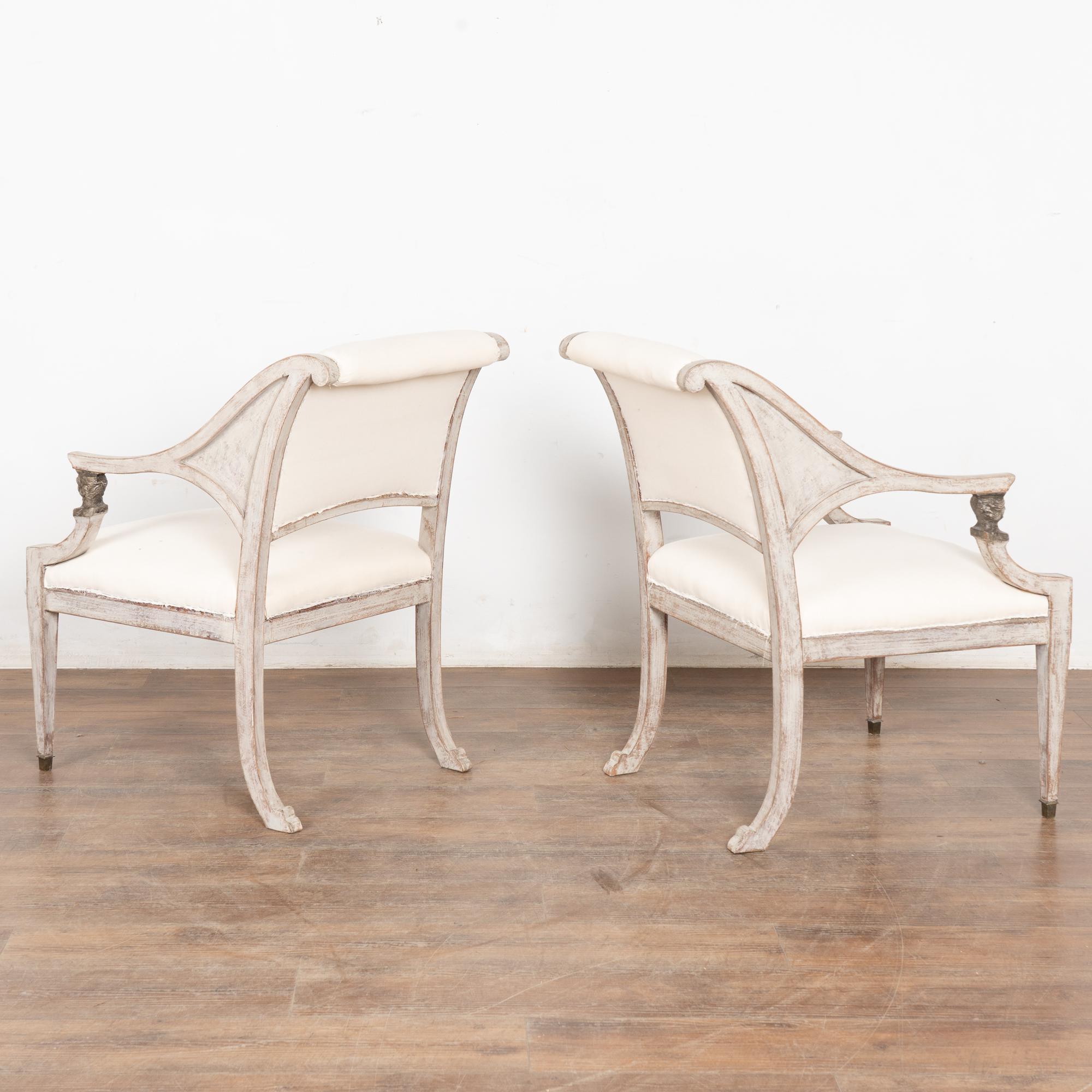 Pair, 19th Century Gray Swedish Gustavian Pair of Armchairs 7