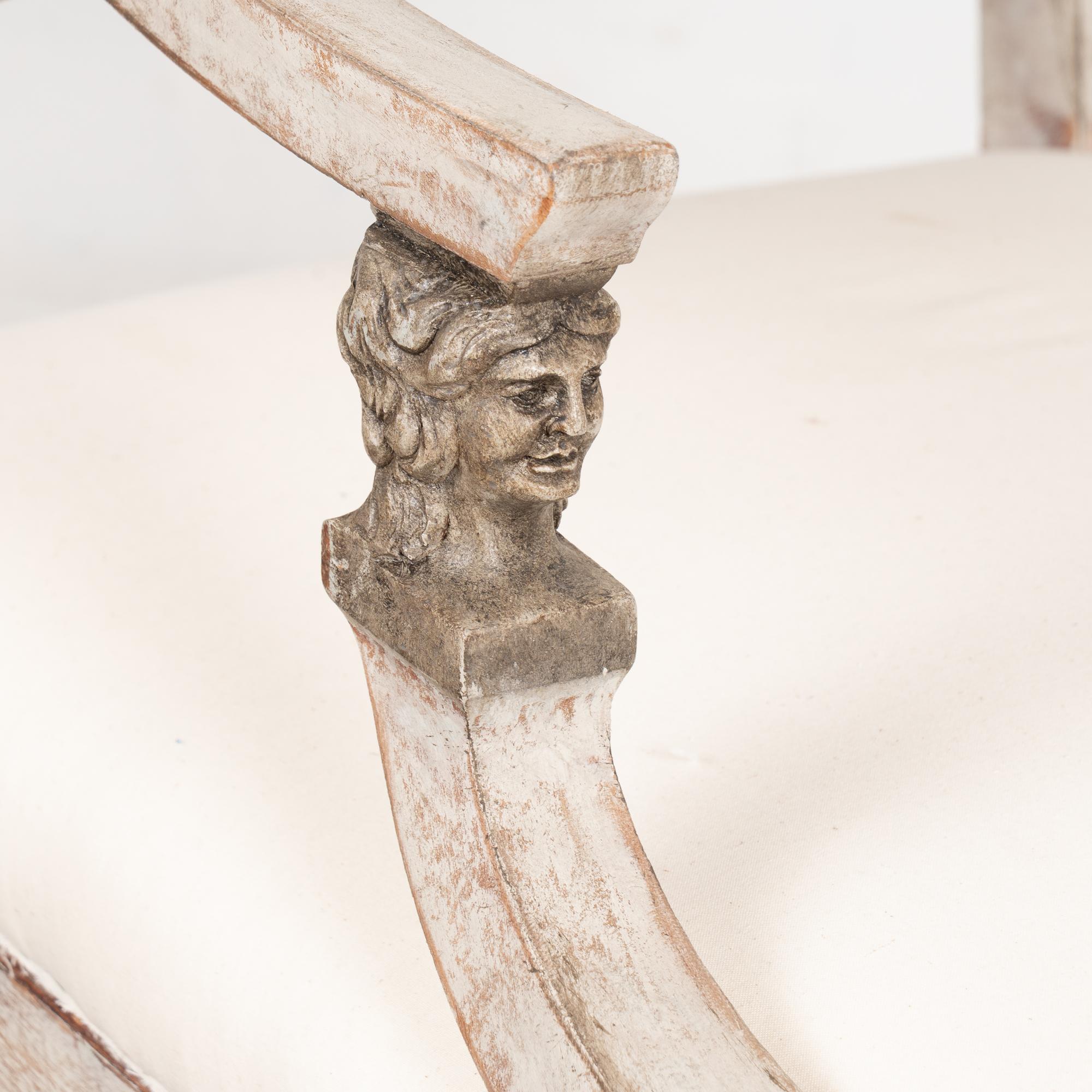 Pair, 19th Century Gray Swedish Gustavian Pair of Armchairs 1