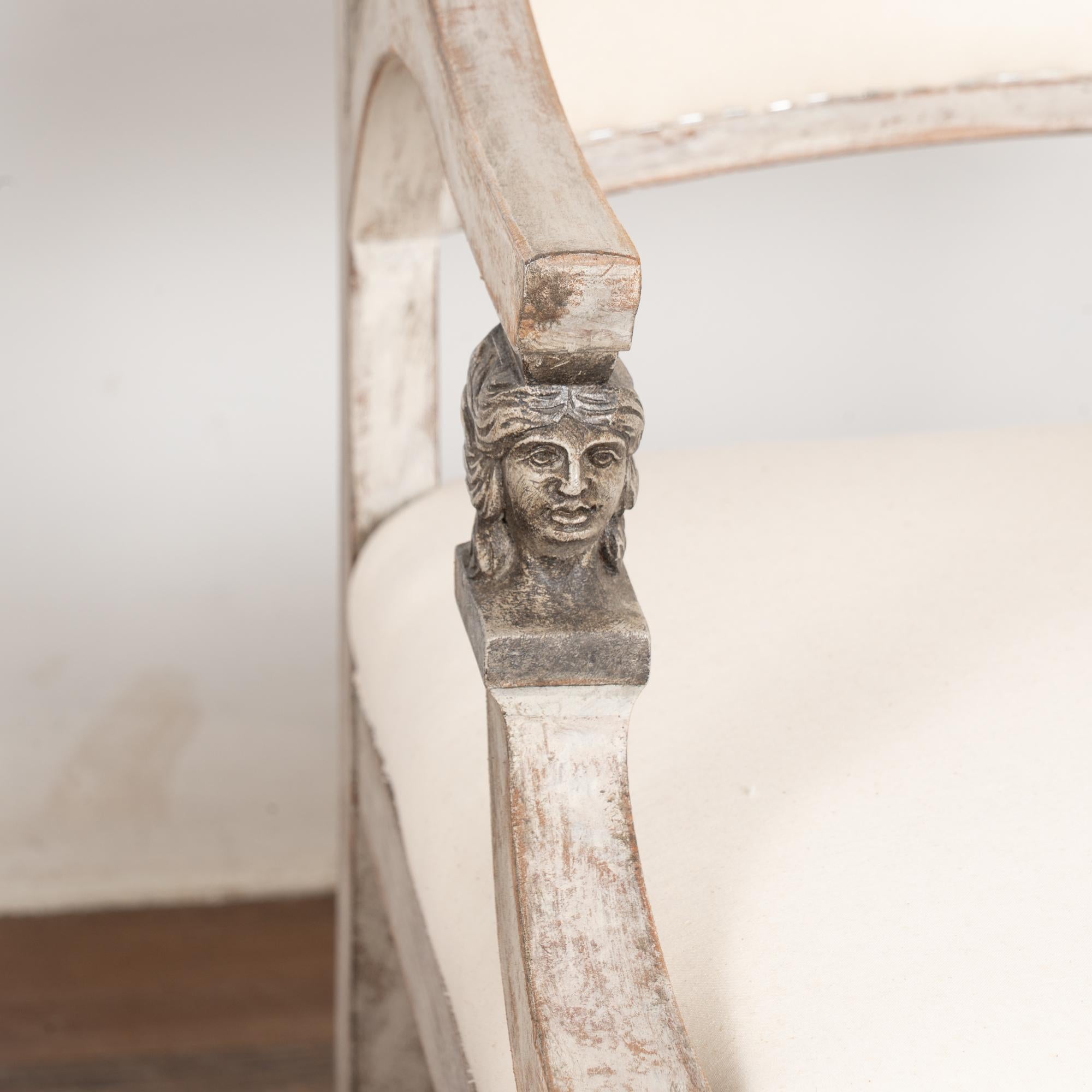 Pair, 19th Century Gray Swedish Gustavian Pair of Armchairs 3