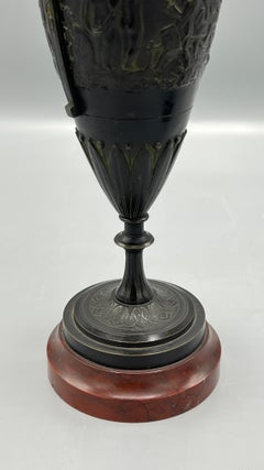 Pair 19th Century Greco-Roman Neoclassical Bronze and Rouge Marble Ewers