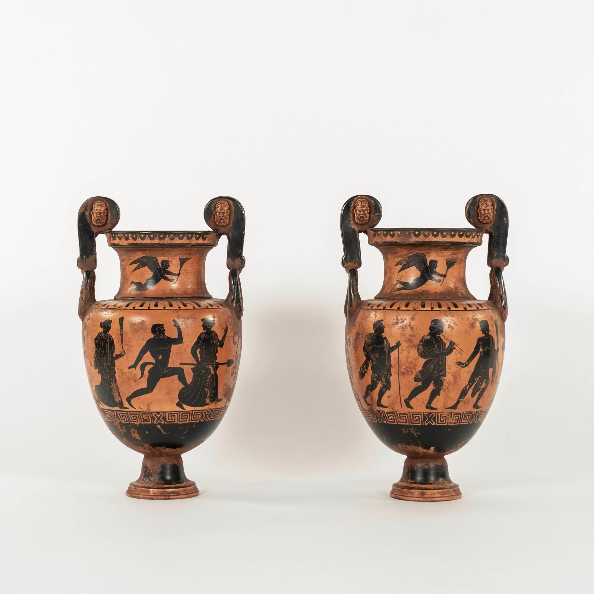 Paire de Volure-Kraters en terre cuite de style attique grec du 19e siècle en vente 4