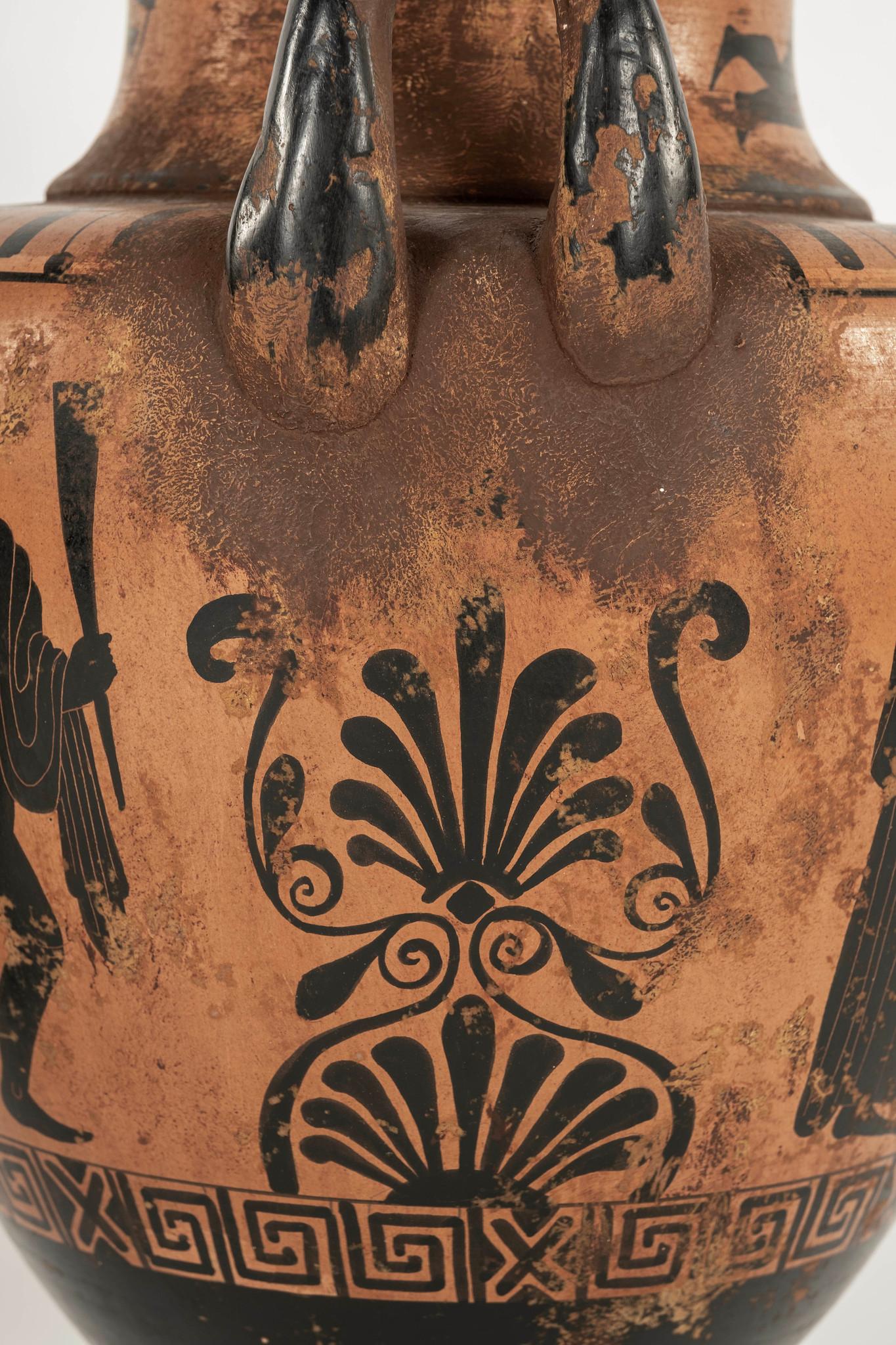 italien Paire de Volure-Kraters en terre cuite de style attique grec du 19e siècle en vente