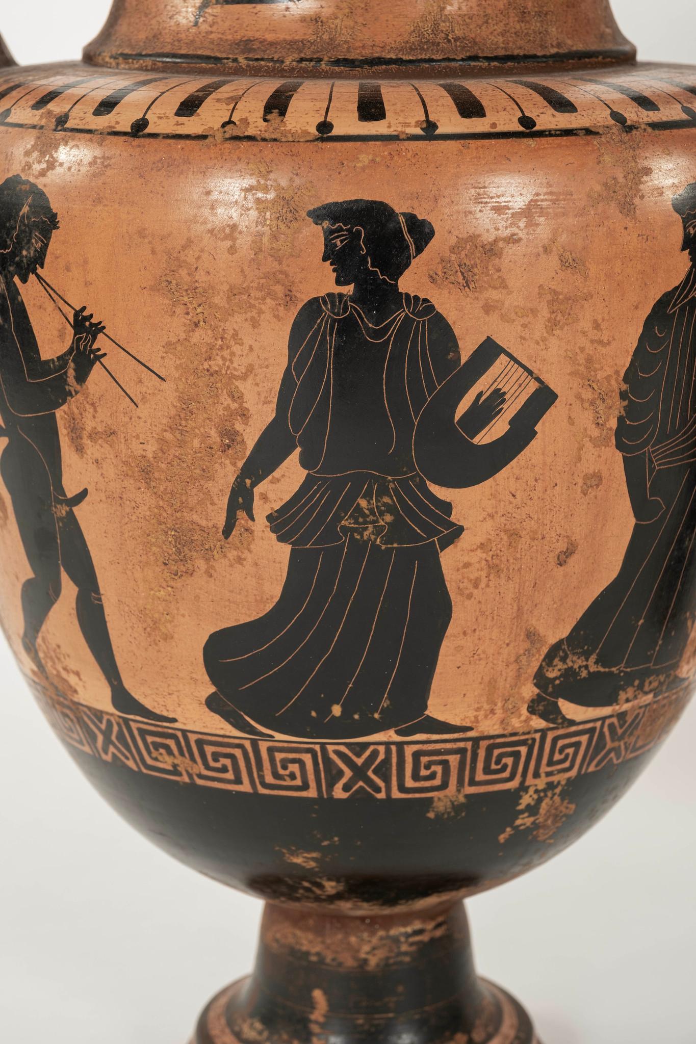 Paire de Volure-Kraters en terre cuite de style attique grec du 19e siècle Bon état - En vente à Houston, TX