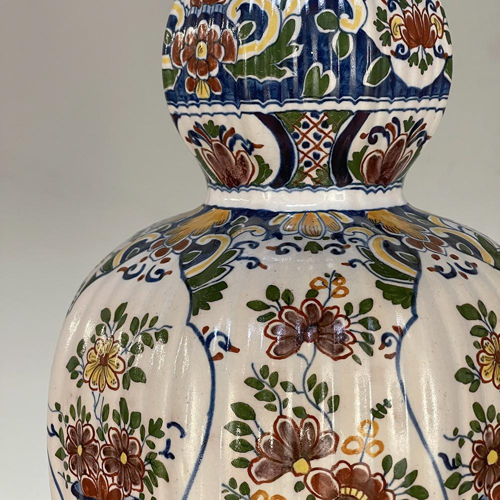 Pair 19th Century Hand-Painted Flower Vases from Rouen For Sale 7