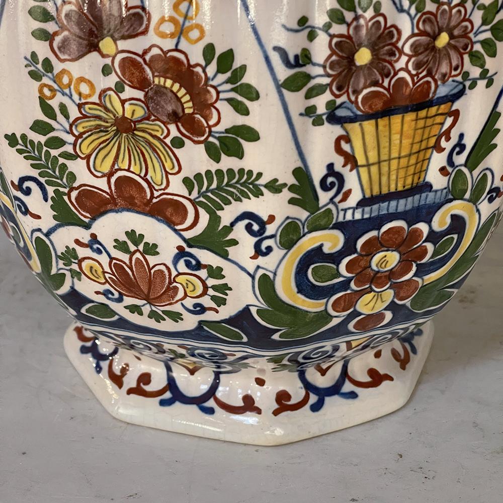Pair 19th Century Hand-Painted Flower Vases from Rouen For Sale 8
