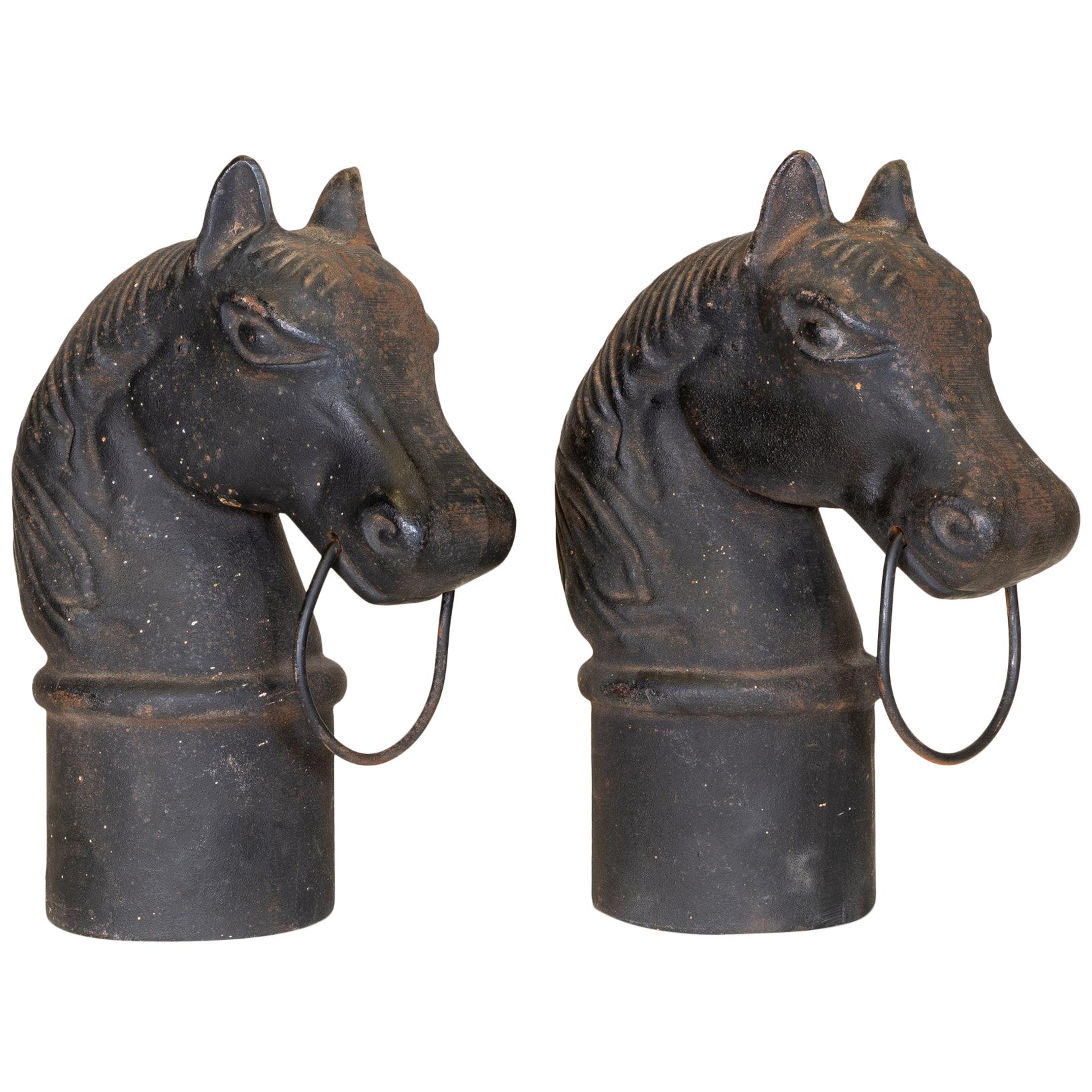 Pair of 19th Century Horse Hitching Posts For Sale at 1stdibs