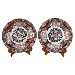 Antique Pair 19th Century Imari Hand-Painted Decorative Plates
