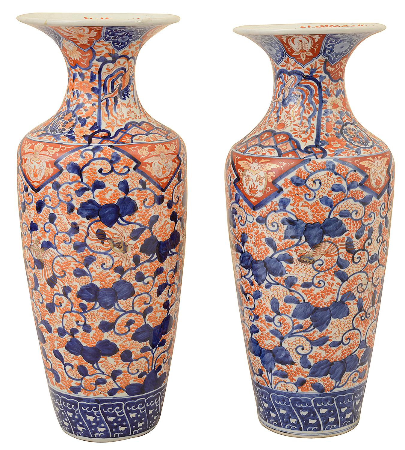 Porcelain Matched Pair 19th Century Imari Vases For Sale