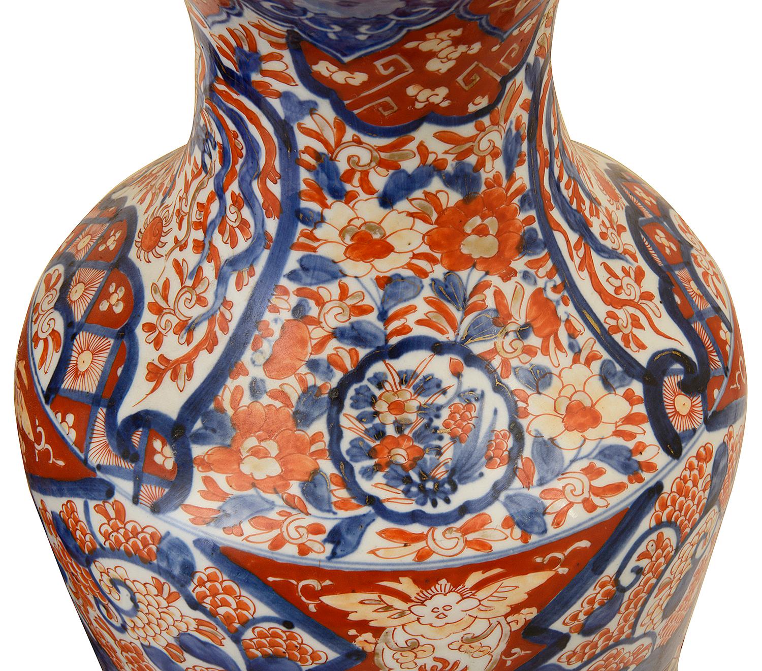Matched Pair 19th Century Imari Vases For Sale 2