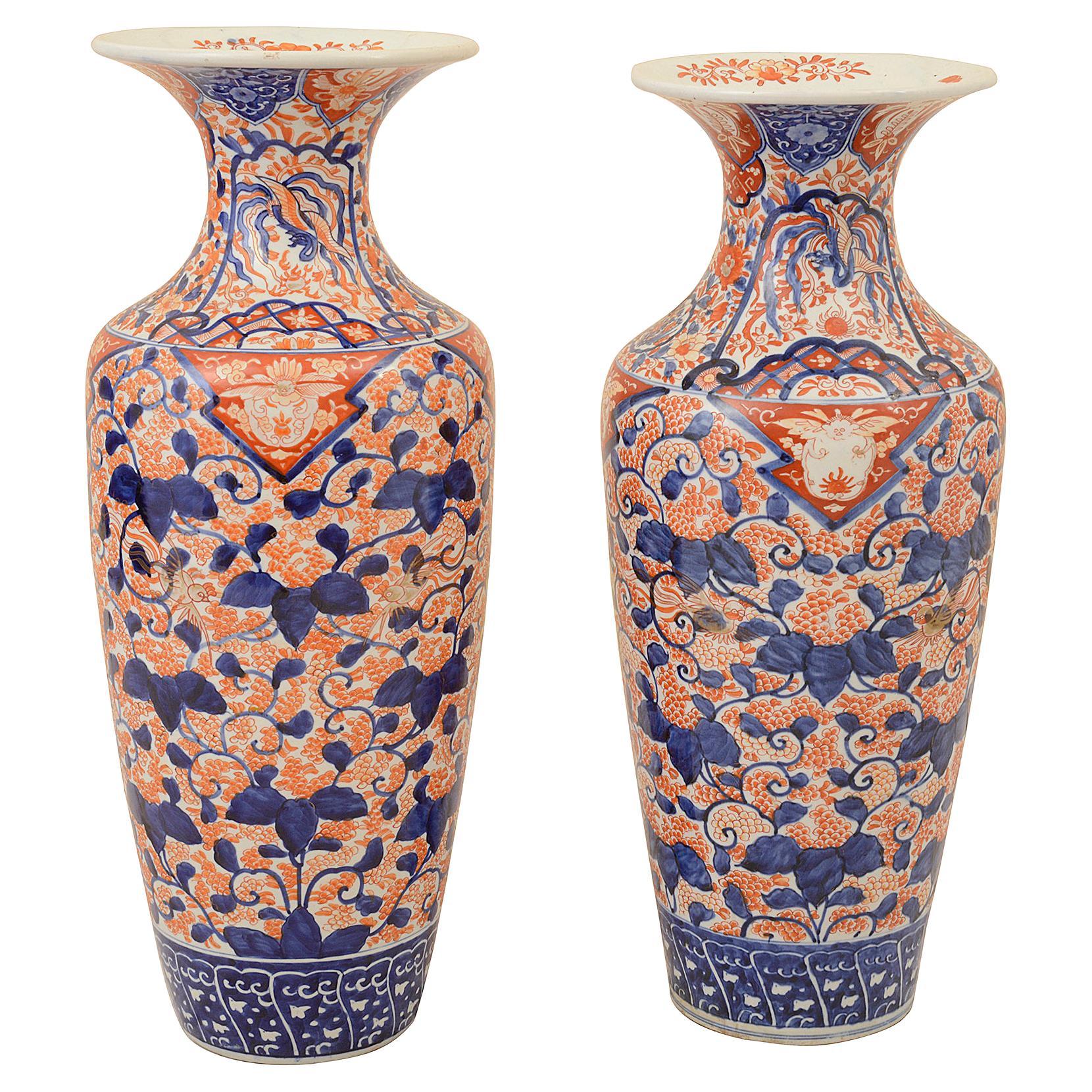 Matched Pair 19th Century Imari Vases For Sale