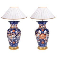 Pair 19th Century Imari vases / lamps.