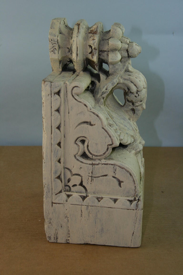 Pair 19th Century Indian Temple Carved Wood Architectural Fragments/Bookends For Sale 10