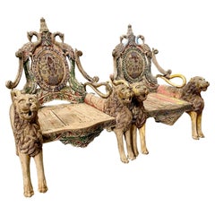 Pair 19th Century Indian Throne Chairs