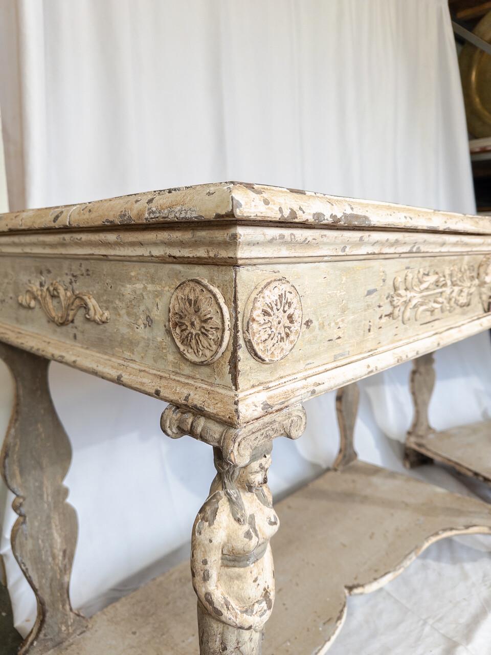 Bois Paire de consoles italiennes de style baroque du 19ème siècle en bois sculpté en vente