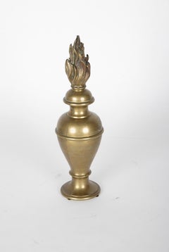 Pair 19th Century Italian Bronze Urns with Flames