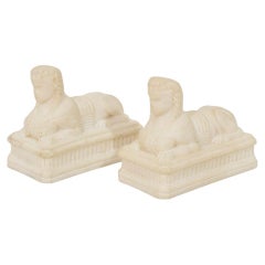 Pair 19th Century Italian Grand Tour Alabaster Sphinxes Pair 19th Century Italian Grand Tour Alabaster Sphinxes