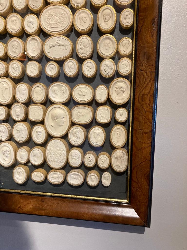 Pair of 19th Century Italian Grand Tour Intaglios in Burl Wood Frames 3