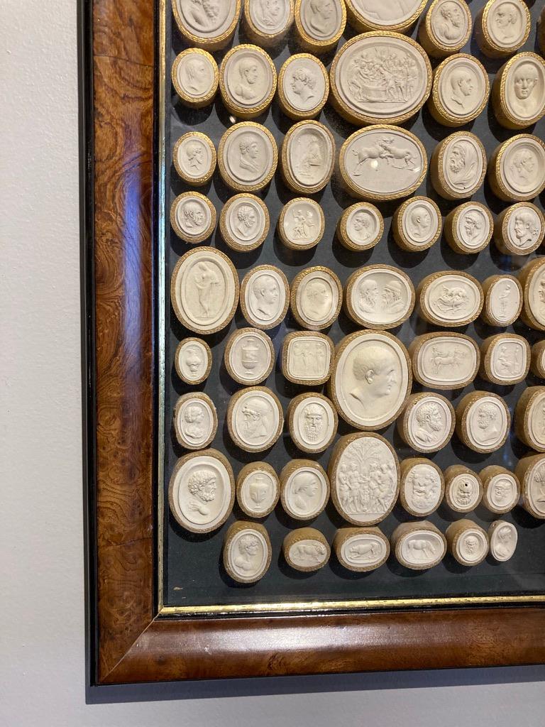 Pair of 19th Century Italian Grand Tour Intaglios in Burl Wood Frames 4