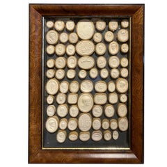 Pair of 19th Century Italian Grand Tour Intaglios in Burl Wood Frames