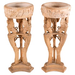 Pair 19th Century Italian Neoclassical Terracotta Jardinieres on Stands