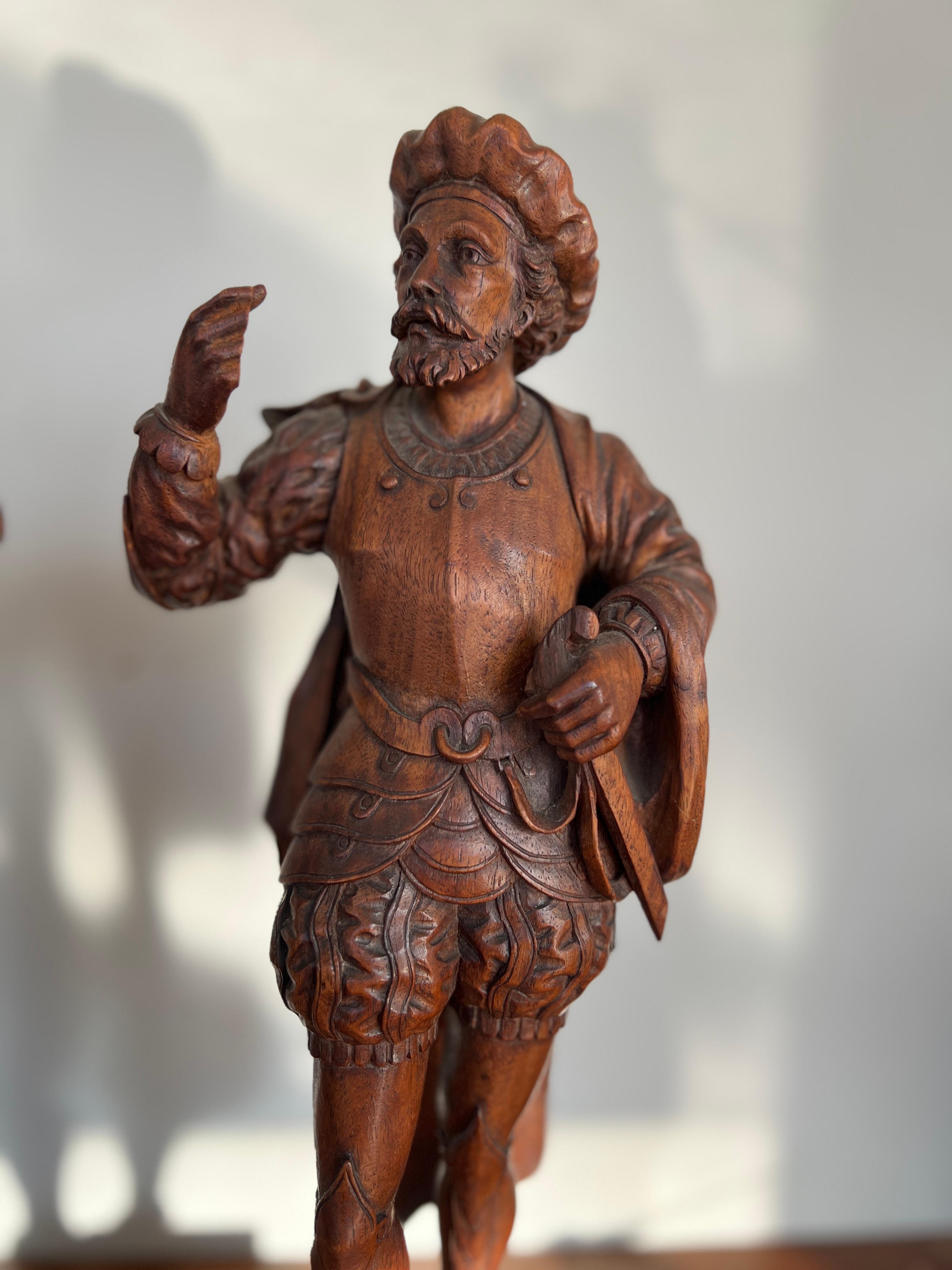 Baroque Pair, 19th Century Italian Renaissance Figural Spanish Soldiers or Landsknecht For Sale