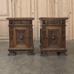 Pair of 19th Century Italian Renaissance Walnut Nightstands