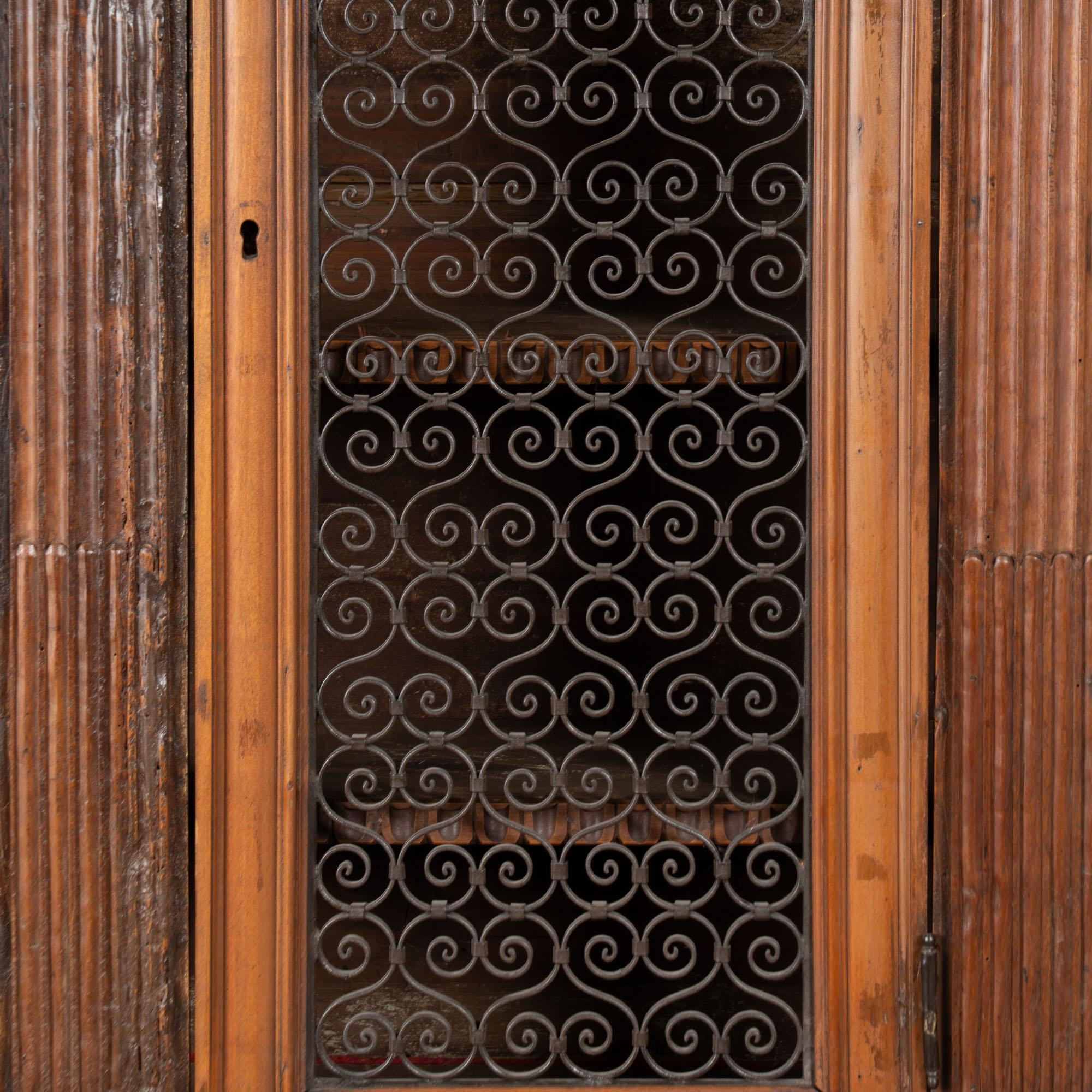 Pair, 19th Century Italian Walnut Bookcases with Open Grillwork Display Cabinet For Sale 2