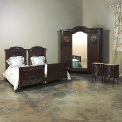 Pair of 19th Century Italian Walnut Louis XVI Marble Top Nightstands