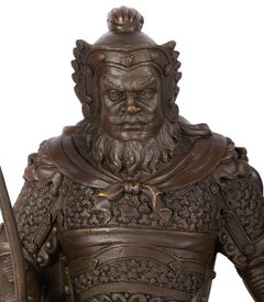 Pair 19th Century Japanese Bronze Statues of Samurai Warriors