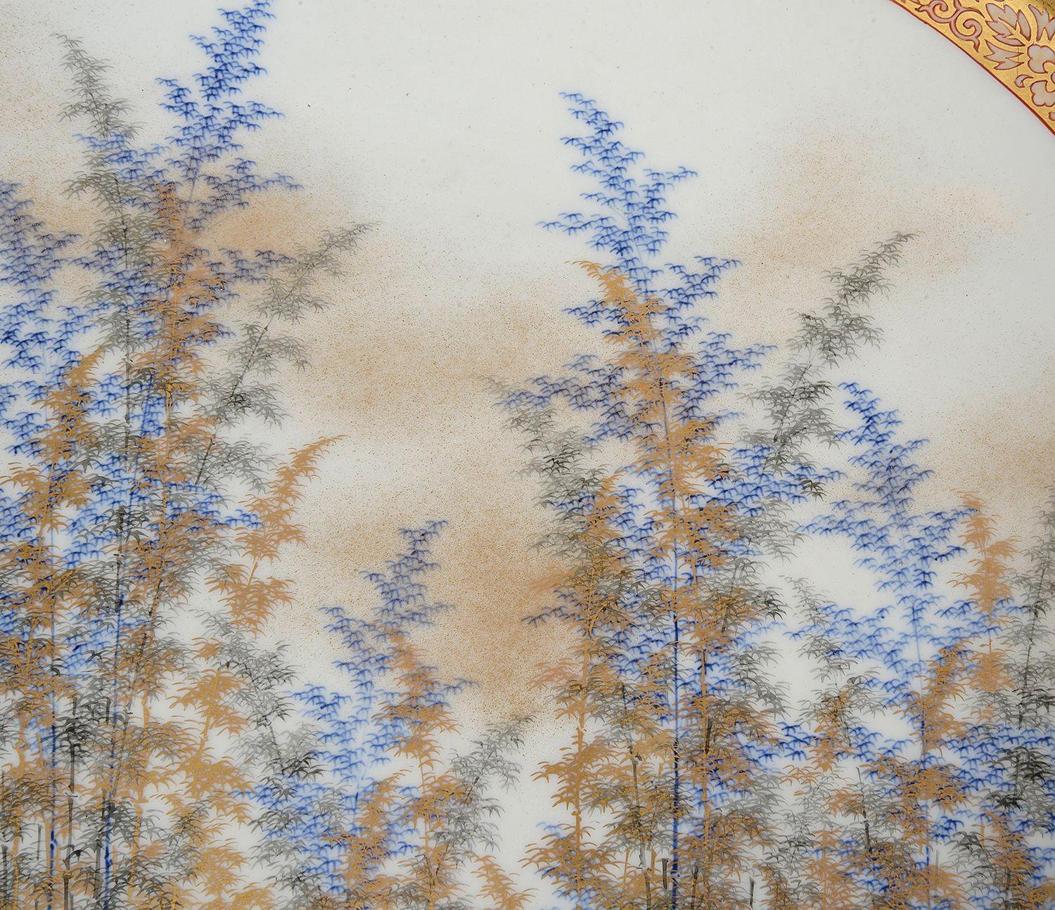 Hand-Painted Pair 19th Century Japanese Fukagawa porcelain chargers. For Sale