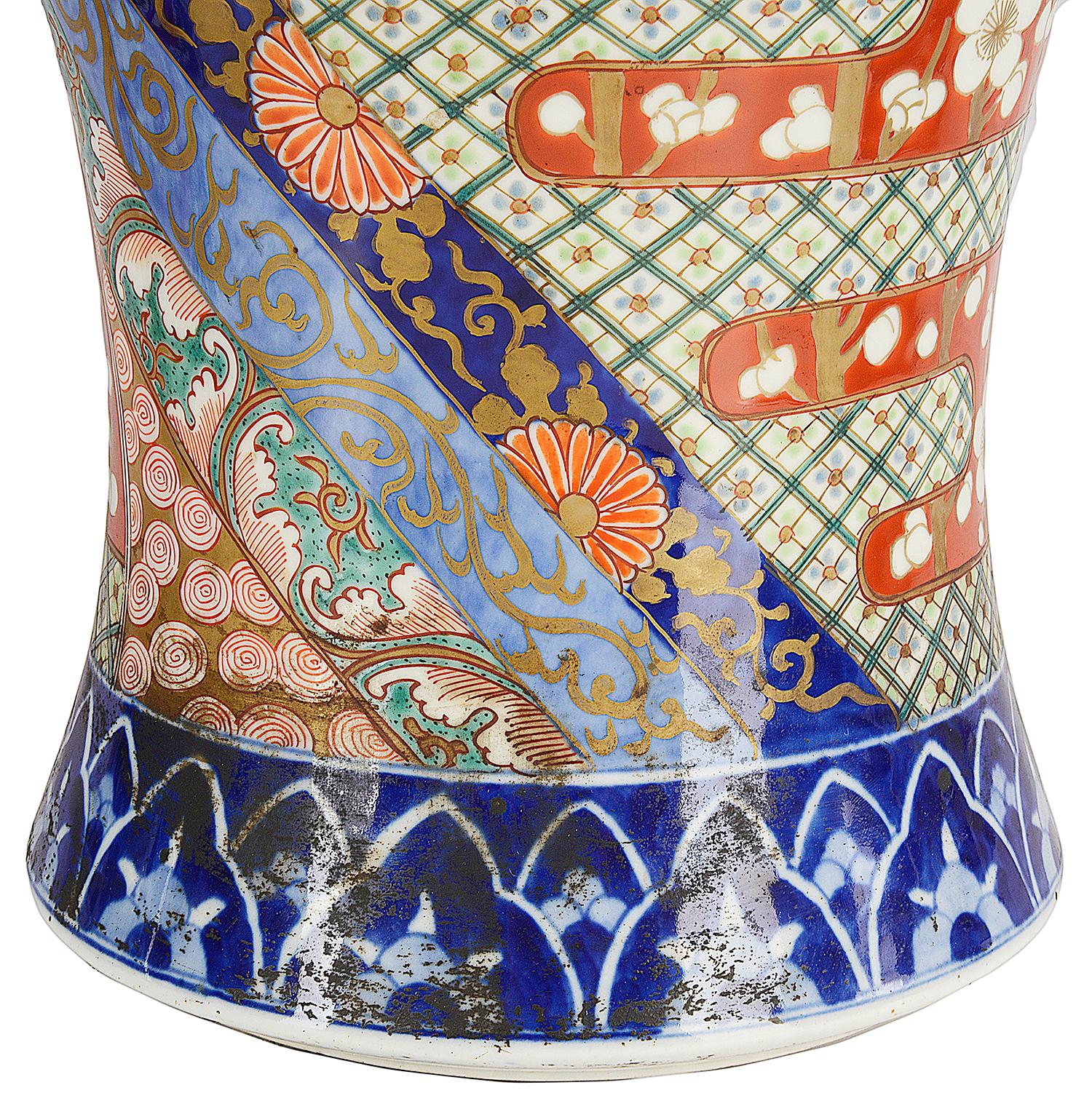 Hand-Painted Pair of 19th Century Japanese Imari Vases