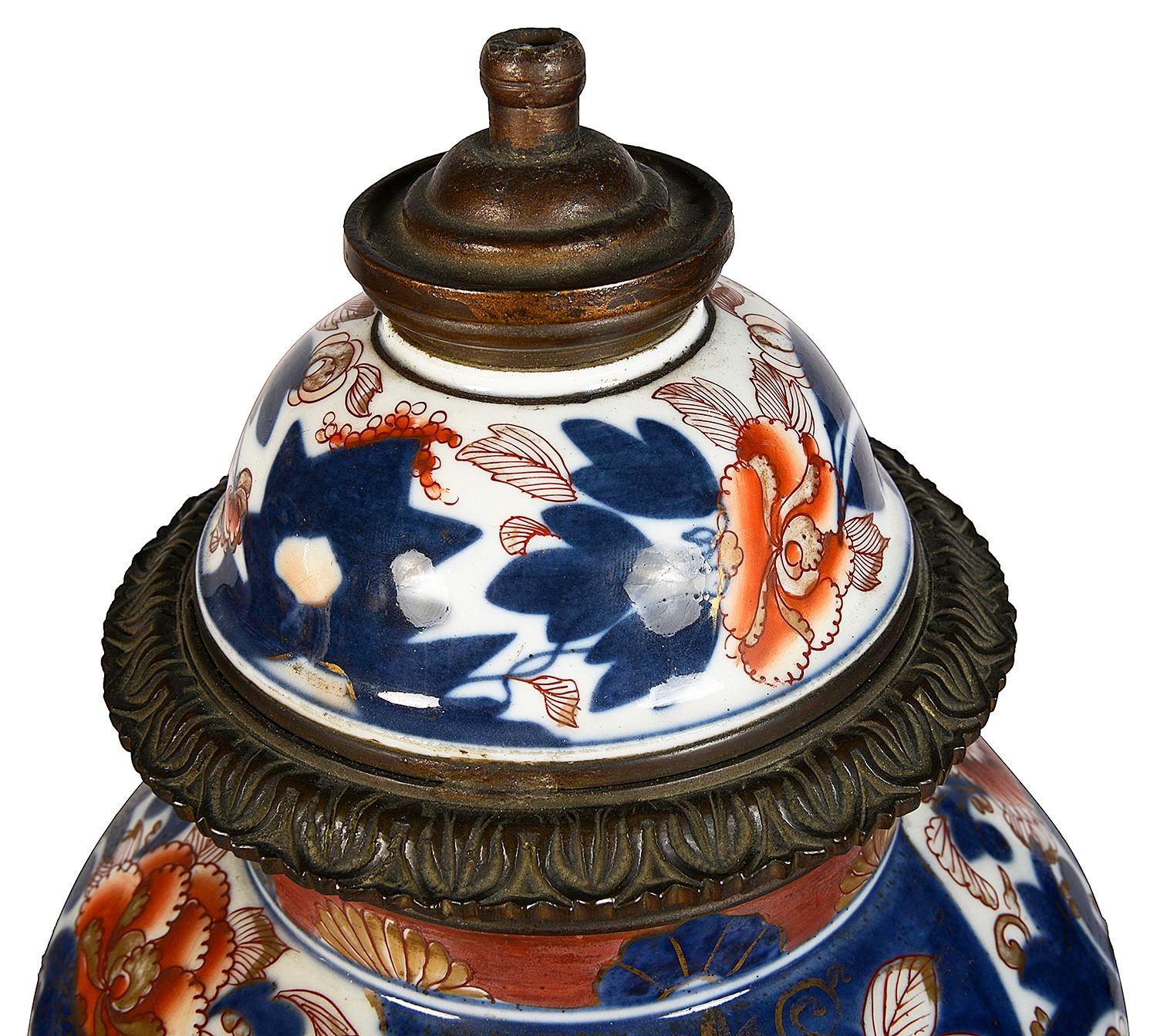 Hand-Painted Pair 19th Century Japanese Imari vases / lamps.