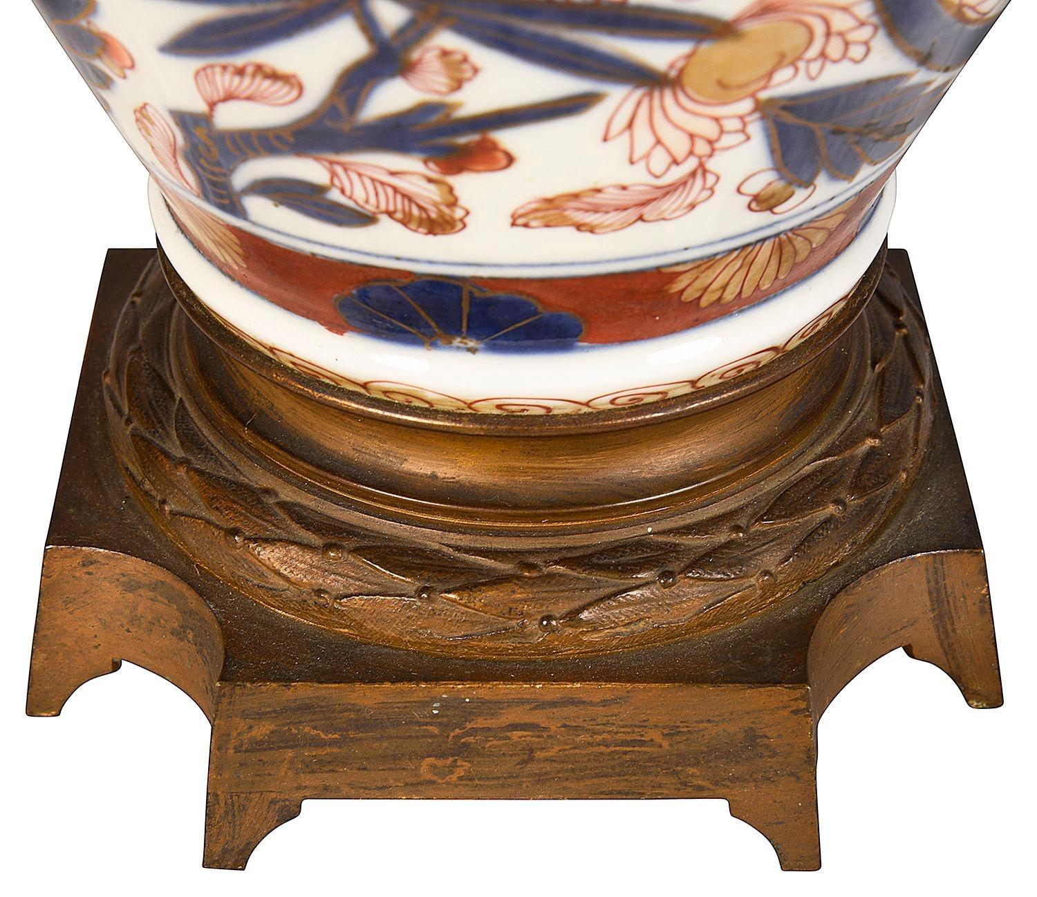 Pair 19th Century Japanese Imari vases / lamps. 1