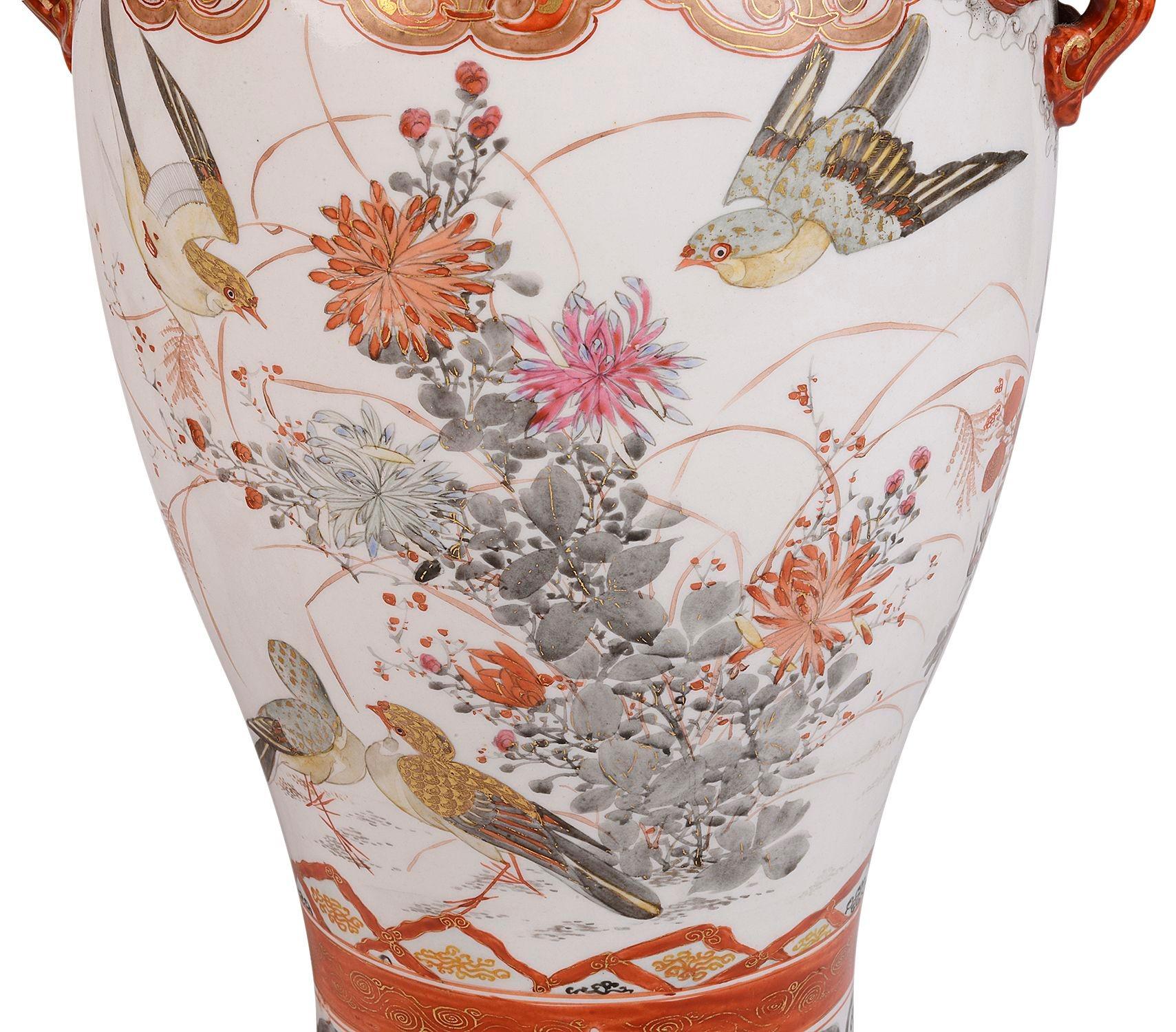 Pair 19th Century Japanese Kutani Vases / Lamps For Sale 4