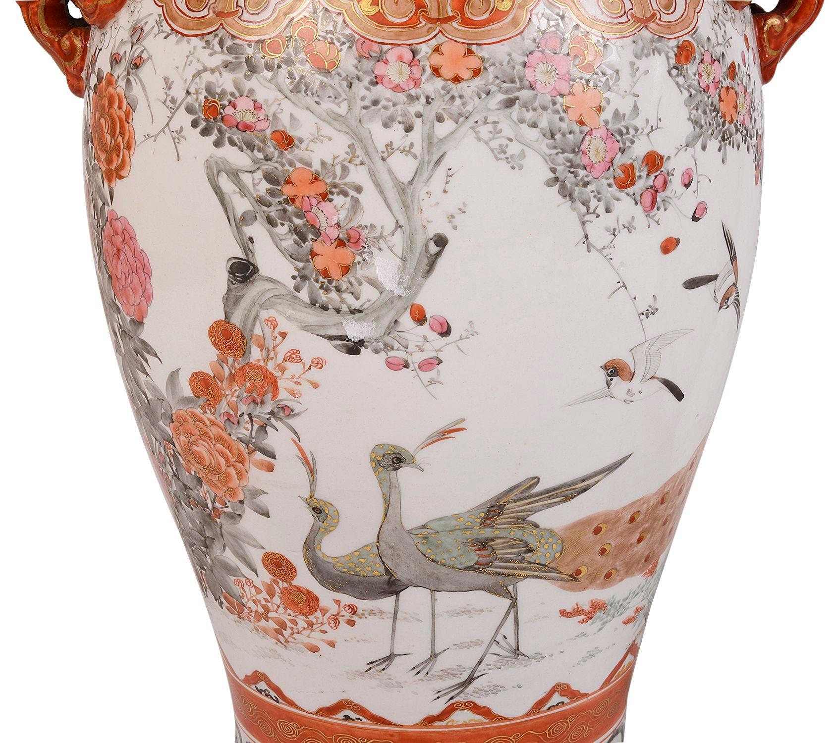 Pair 19th Century Japanese Kutani Vases / Lamps For Sale 5