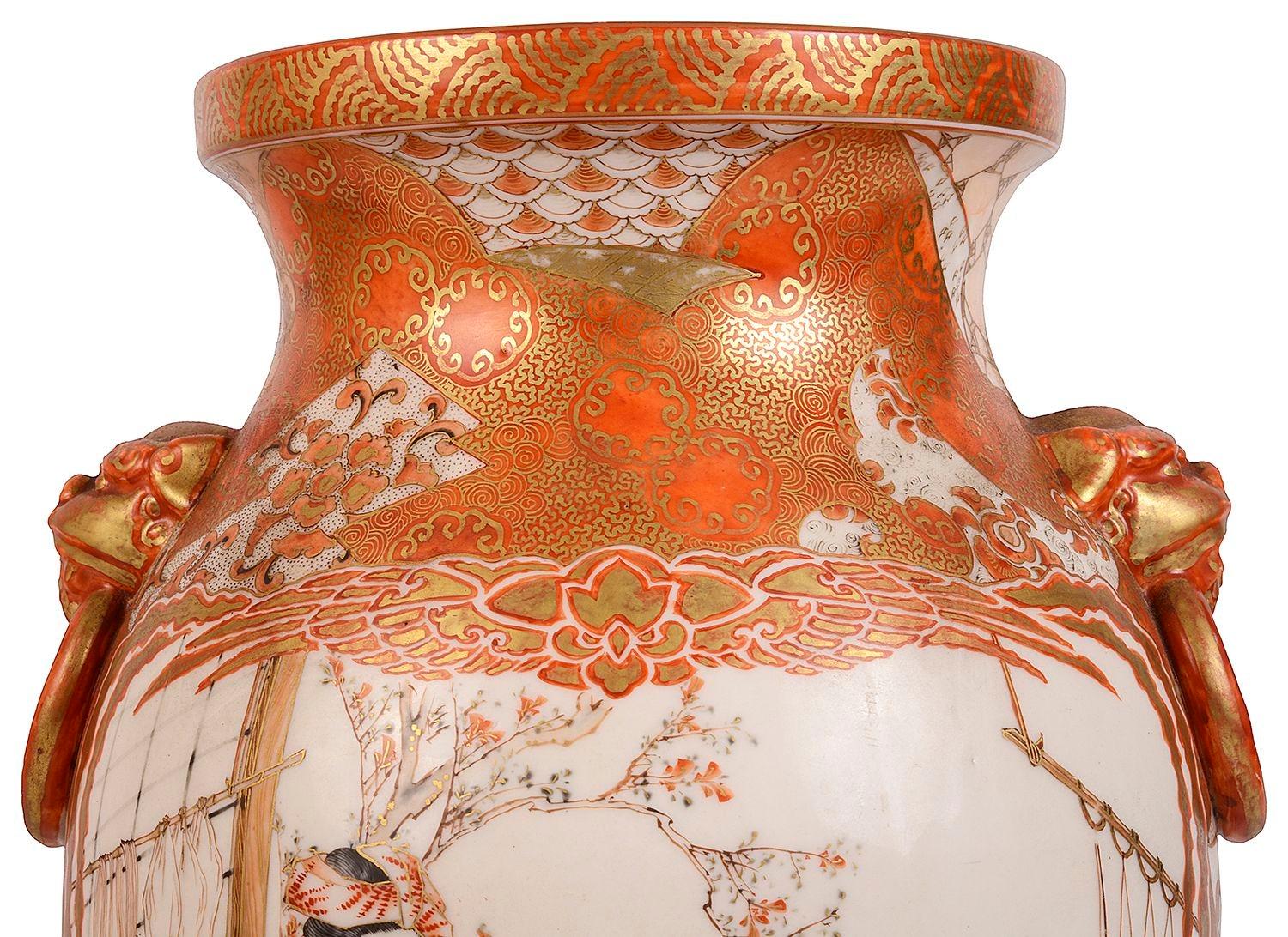 Porcelain Pair 19th Century Japanese Kutani Vases / Lamps For Sale