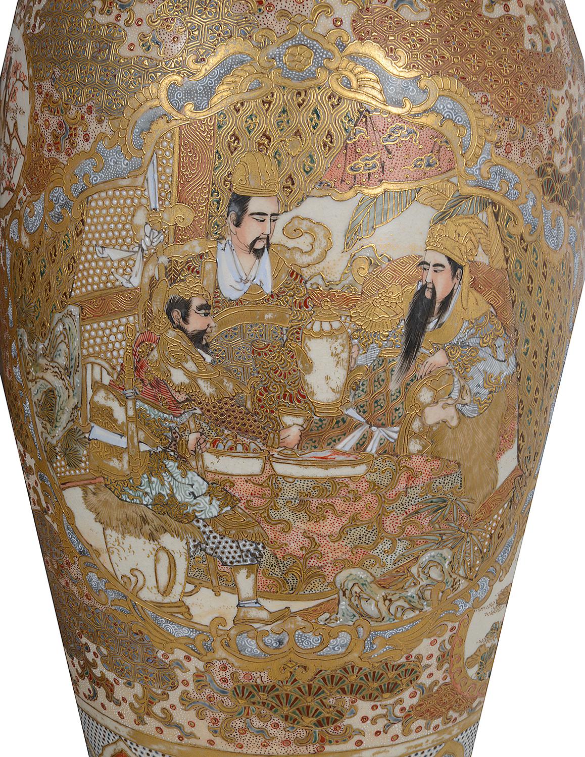 Paire de vases / lampes japonais Satsuma du 19ème siècle en vente 2