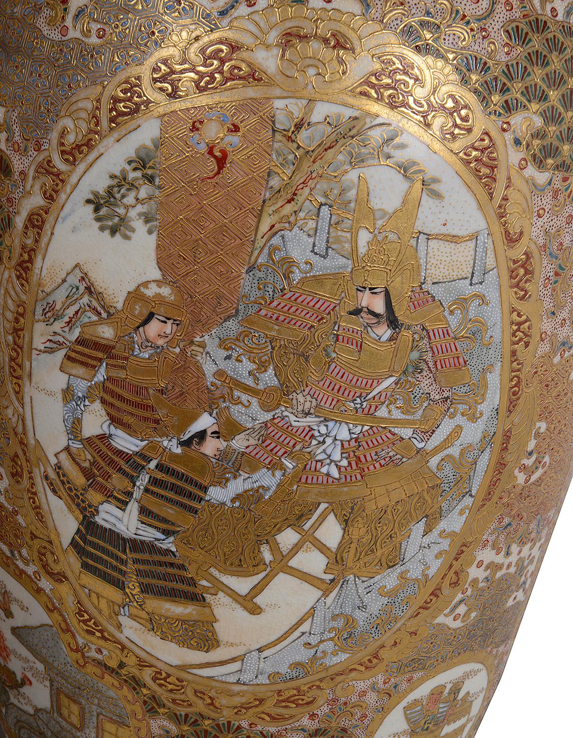 Paar japanische Satsuma-Vasen/Lampen des 19. Jahrhunderts im Angebot 8
