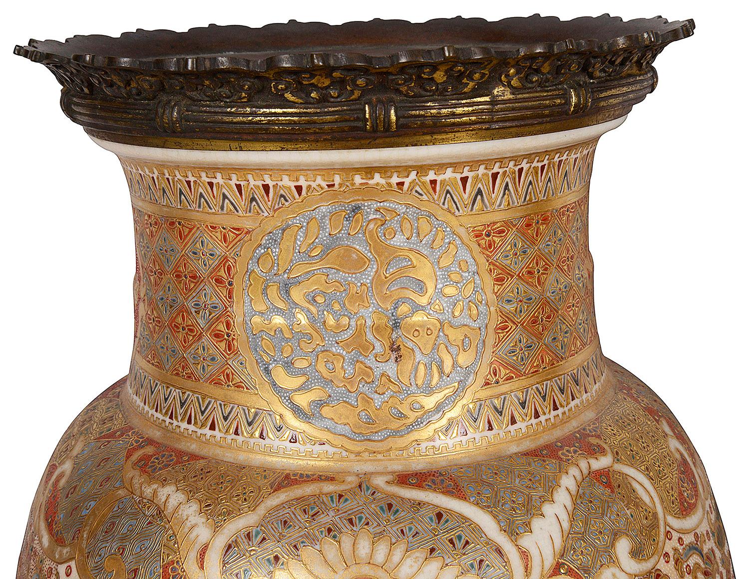 Porcelain Pair 19th Century Japanese Satsuma Vases / Lamps For Sale